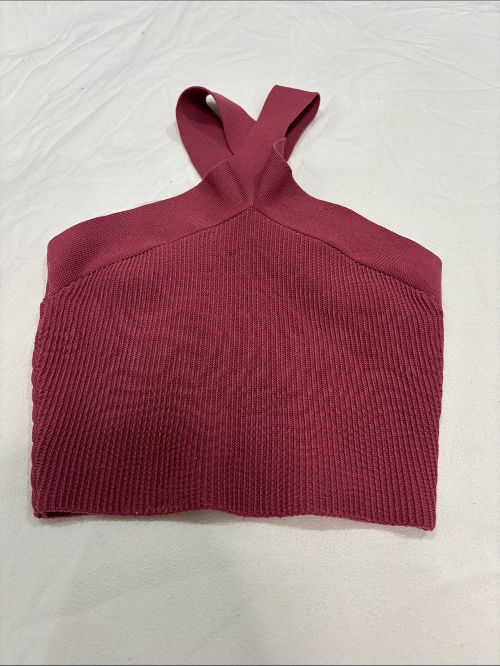 Babaton Ribbed Crossback Crop Top - Berry